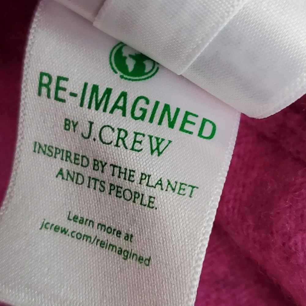 J.Crew Reimagined Fuchsia Wool Cotton Blend Crewneck Sweater Fair Trade Med?